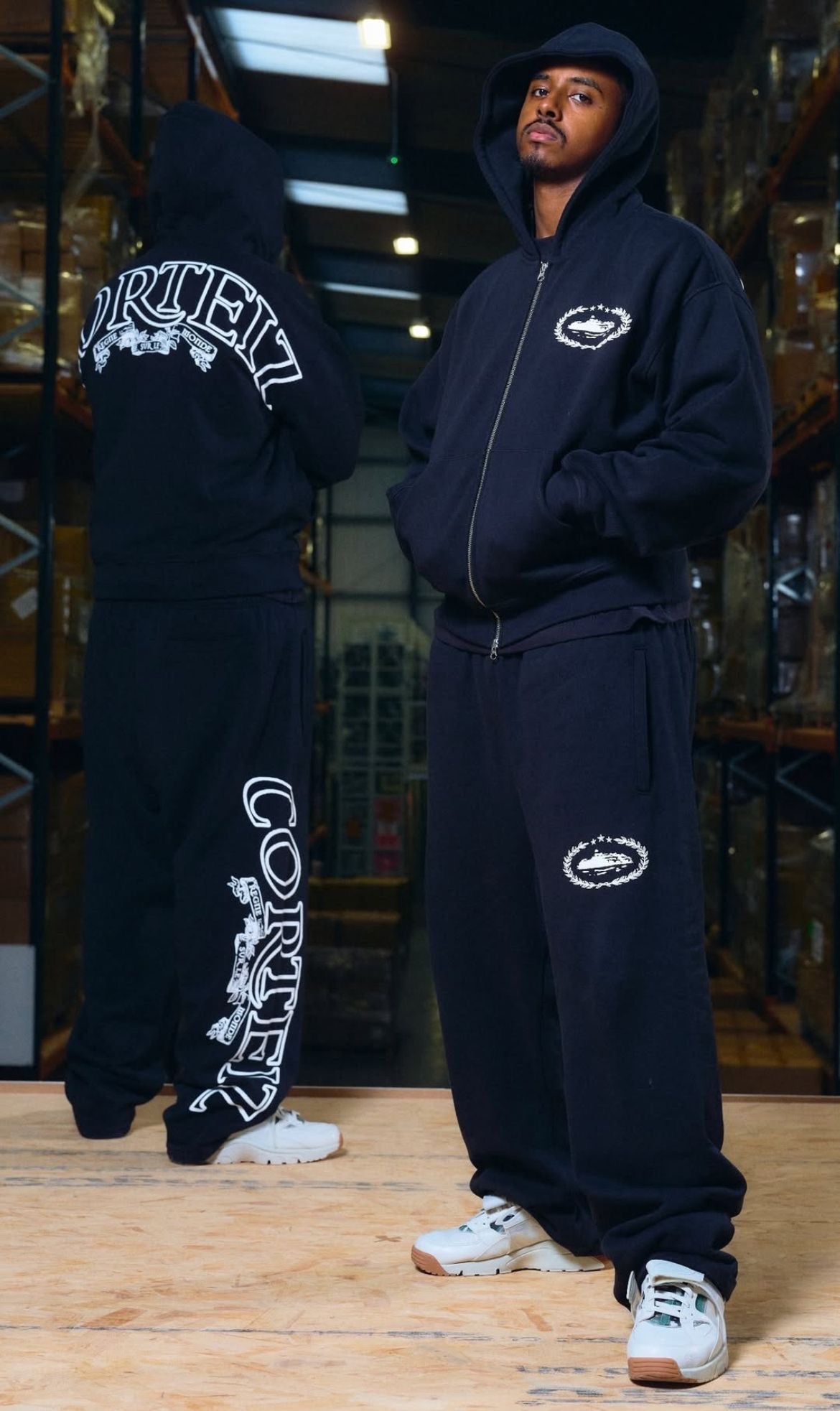 Corteiz Island Puff Print Set Black Tracksuit