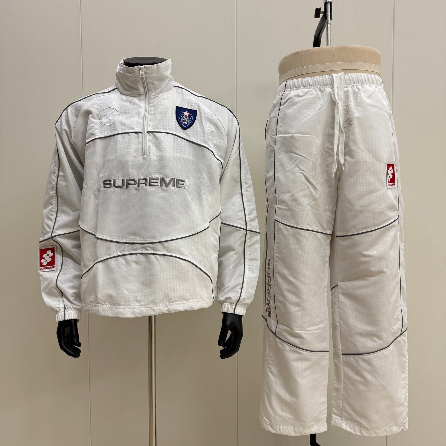 Supreme Reflective Piping Tracksuit White