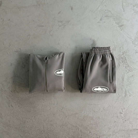Corteiz Island Puff Print Set Grey Tracksuit